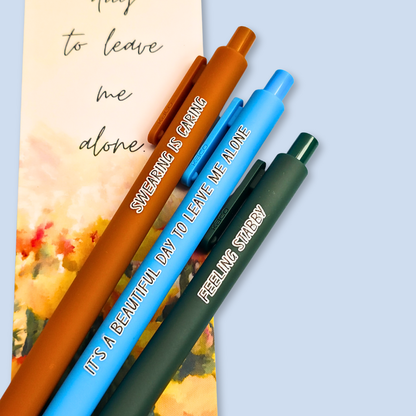 Snarky Pen Set | 3 Sarcastic Pens with Color Ink - Gift For Bestie Feeling Stabby