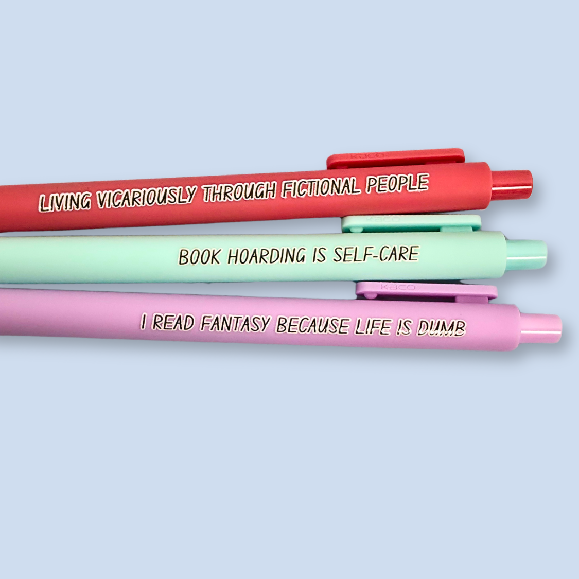 Fantasy Book Lover Pen Set | Funny Pens for Readers | “Book Hoarding is Self-Care” | Reader Gift, Bookish Stationery