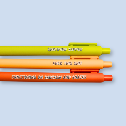 Funny Pen Set for Adults | Snarky Sayings on Color Ink Pens | Gift for Besties Certified Yapper