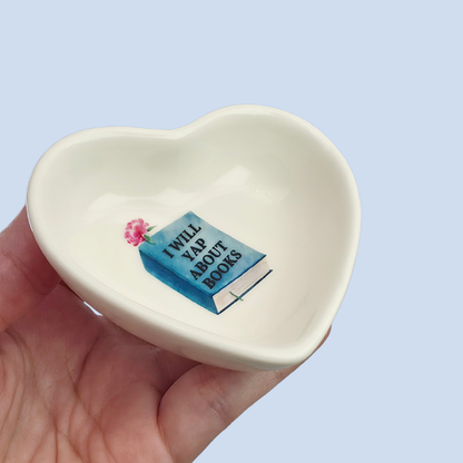 Book Lover Trinket Dish | Ceramic Jewelry & Ring Dish | Reading Gift   Bookish Desk Decor | I Will Yap