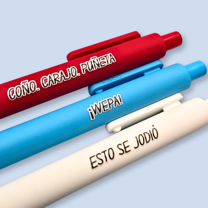 Puerto Rican Pen Set | ¡WEPA! Coño Carajo Puñeta | Funny Boricua Pens | Esto Se Jodió | Latinx Stationery Gift