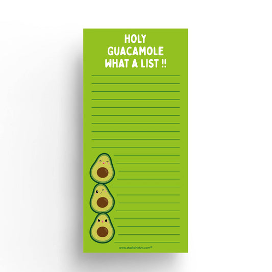 Holy Guacamole What a List Notepad – Funny Avocado-Themed To-Do List | 3.5" x 8.5" | 50 Sheets by Studio Inktvis