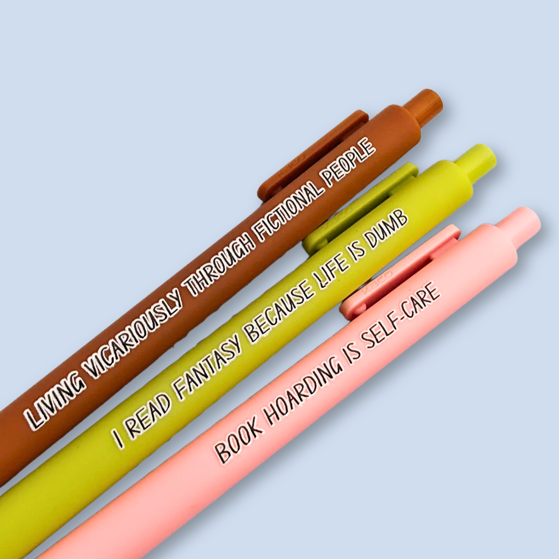 Fantasy Book Lover Pen Set | Funny Pens for Readers | “Book Hoarding is Self-Care” | Reader Gift, Bookish Stationery