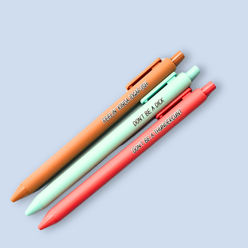 Don't Be A... Pen Set | Funny Sweary Pen | Sarcastic Stationery Gift for Adults | IDGAF Vibes | NSFW Office Supplies | Nocturne Nook Pen Set