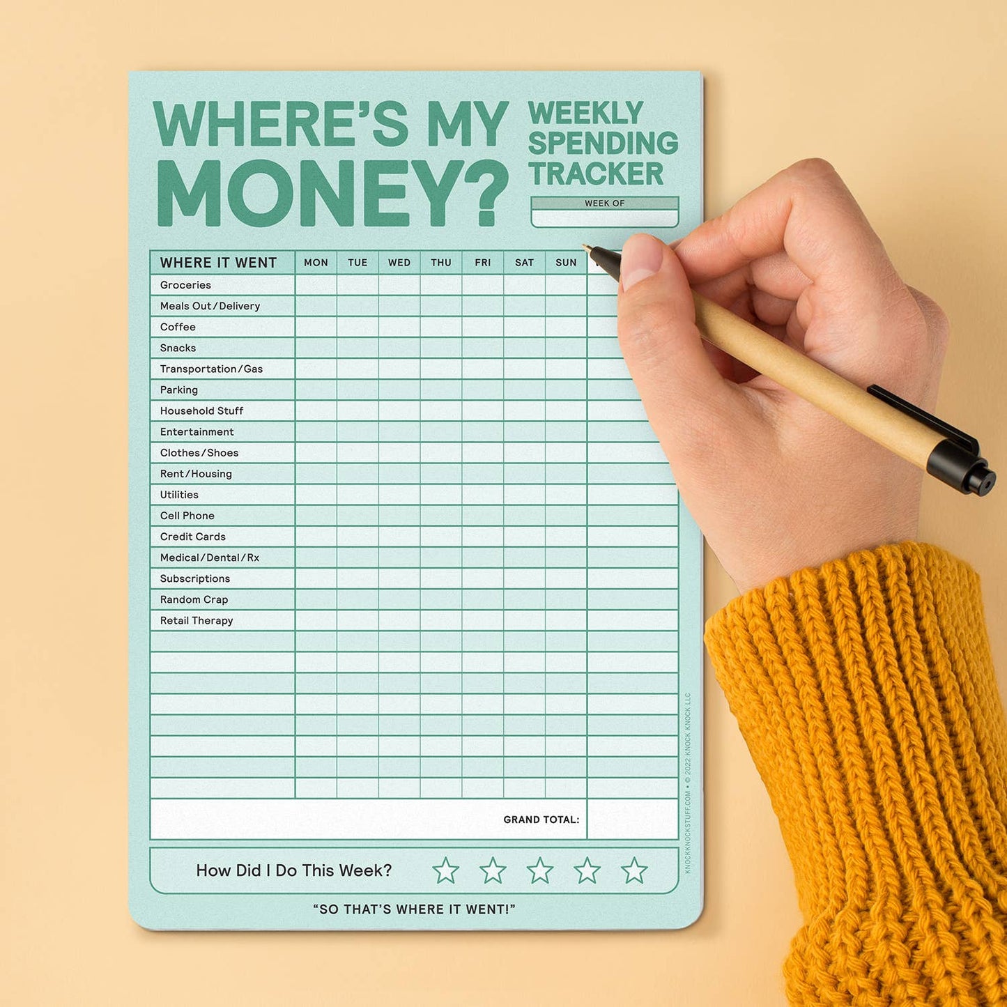 Weekly Money Tracker Pad