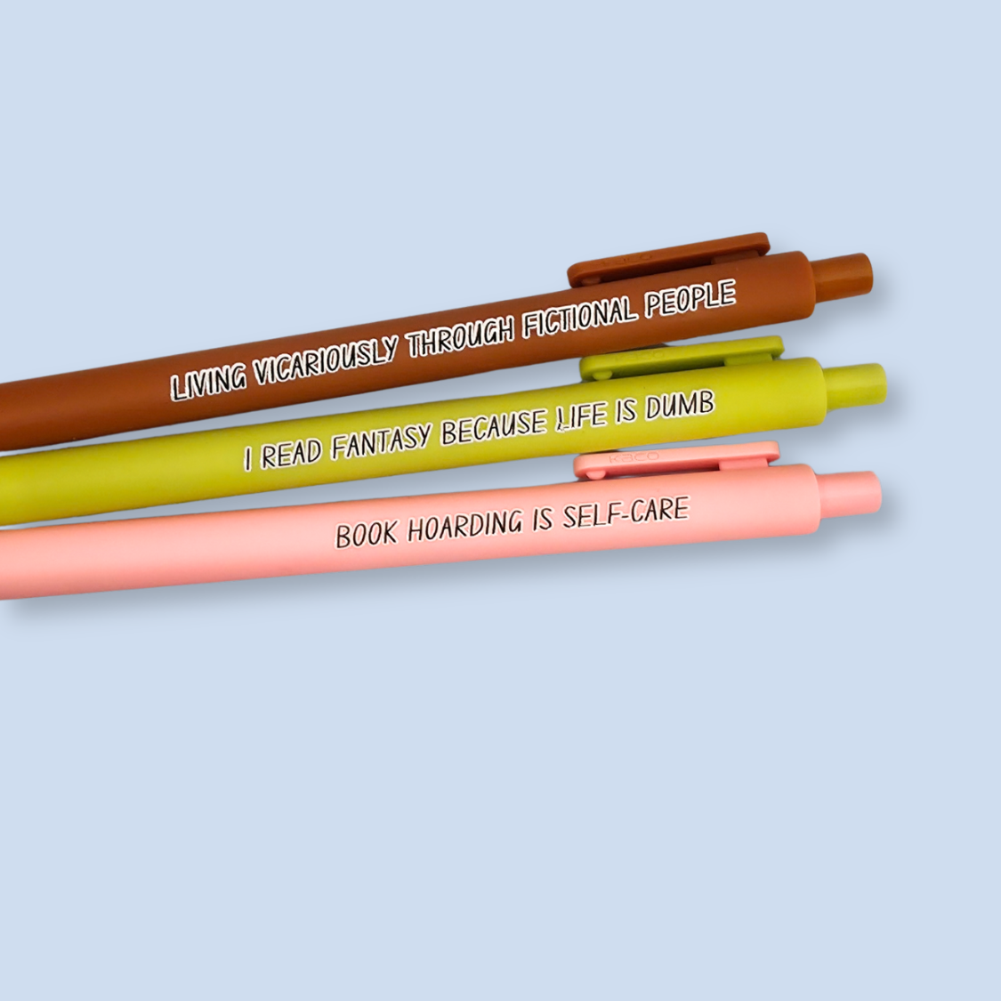 Fantasy Book Lover Pen Set | Funny Pens for Readers | “Book Hoarding is Self-Care” | Reader Gift, Bookish Stationery