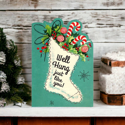 Well Hung Just Like You - Funny Vintage Christmas Card