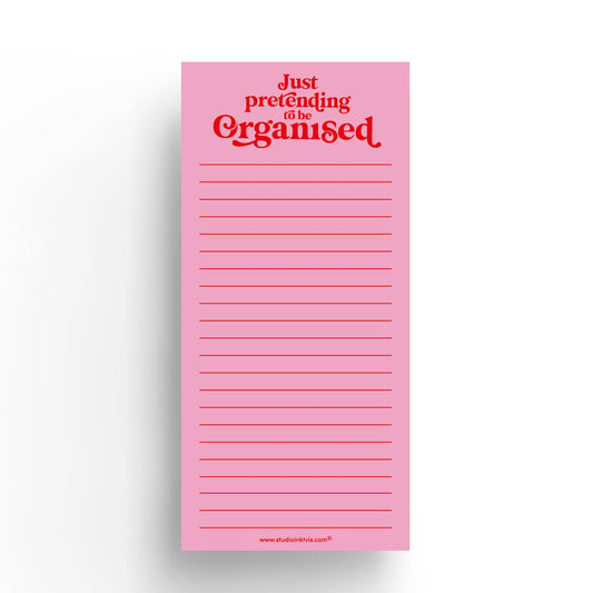 Just Pretending to Be Organized Notepad – Funny Daily To-Do List | 3.5" x 8.5" | 50 Sheets by Studio Inktvis
