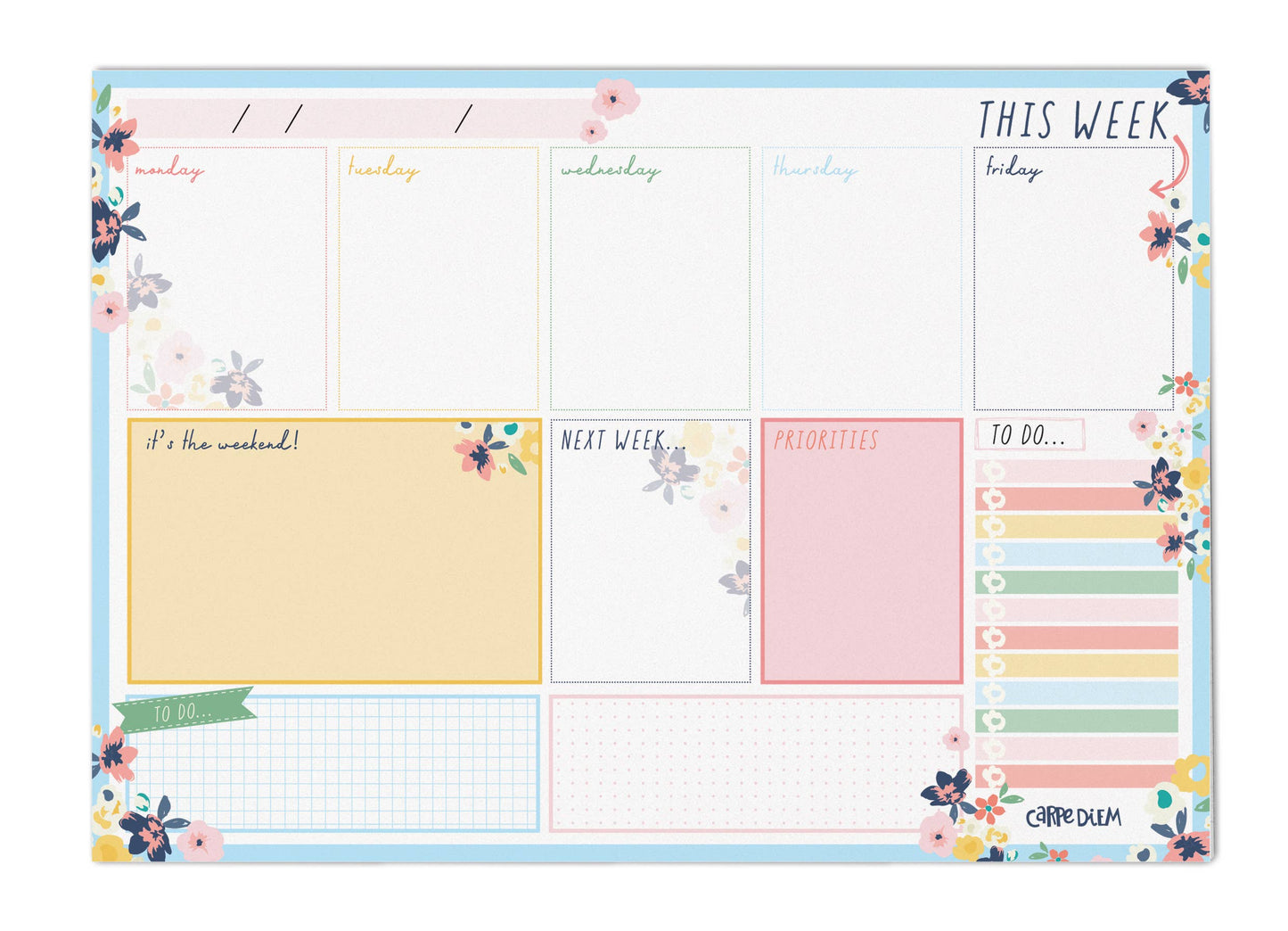 Carpe Diem Weekly Planner Pad: Ditsy floral