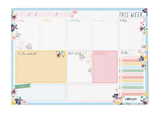 Carpe Diem Weekly Planner Pad: Ditsy floral