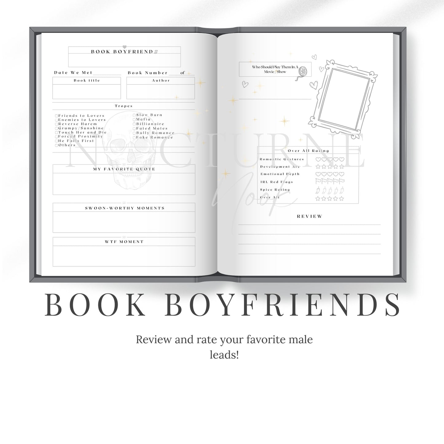 Book Boyfriends - A Character Review Book for Romance Readers - Gift Booktok Romance Readers - Gift for Smut Readers