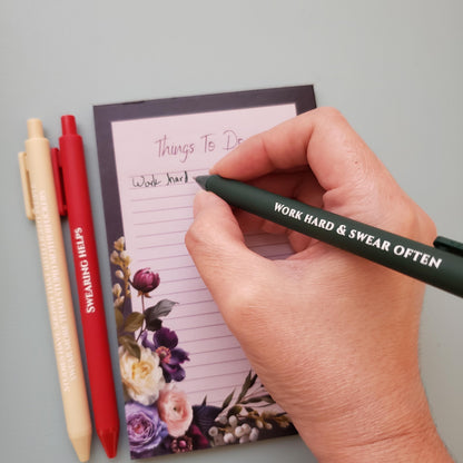 Cursing Pen Set | Funny Stationery Gift with Swear Words | Adult Pen Set | Coworker Gift Swearing Helps