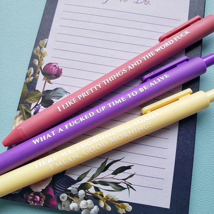 Funny Pen Set for Adults | Snarky Sayings on Color Ink Pens | Gift for Coworkers What A Time To Be Alive
