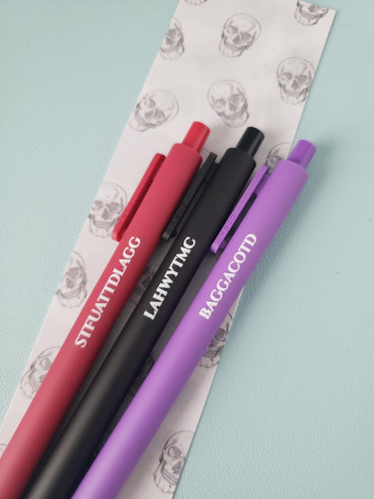 Spicy Book Reader Pen Set | Funny Book Lover Pens | Bookish Stationery Gift | Introvert Reader Pens | Colored Ink Pen Trio