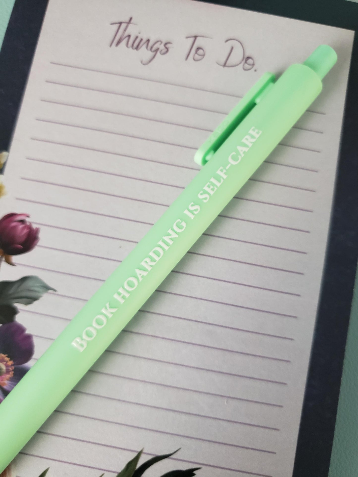 Fantasy Book Lover Pen Set | Funny Pens for Readers | “Book Hoarding is Self-Care” | Reader Gift, Bookish Stationery