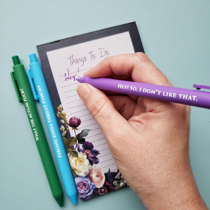 Sweary Pen Set | Funny Stationery Gift with Swear Words | Adult Pen Set | Coworker Gift Hey! So, I Don't Like That