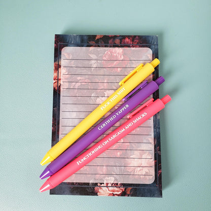 Funny Pen Set for Adults | Snarky Sayings on Color Ink Pens | Gift for Besties Certified Yapper