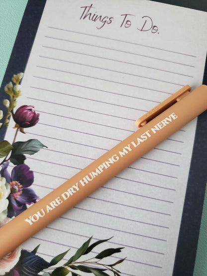 Snarky Pen Set for Adults Funny Office Supplies, Sarcastic Gift for Coworkers, Sweary Stationery, Novelty Pens for Work You Are Dry Humping
