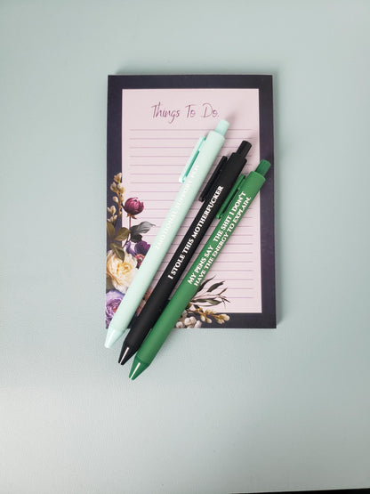 Pen Collector Snarky Pen Set – “Emotional Support Pen,”  – Funny Gift for Pen Addicts - White Elephant Gift