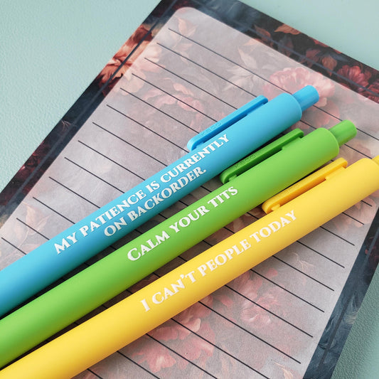 Snarky Pen Set - Funny Office Pens - Calm Your Tits - Sarcastic Gift for Coworkers - Gift for Besties
