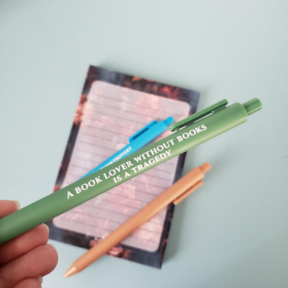 Book Lover Pens with Sayings | Color Ink Pens + Reusable Bookmark - Gift For Bestie - Booktok Booktrovert