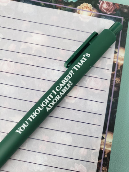 Sassy Pen Set | Funny & Snarky Pens for Adults | "Fueled by Caffeine and Spite", "You Thought I Cared?", "The Shit Stirrer"