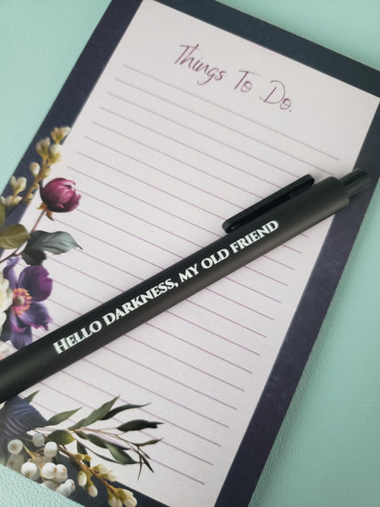 Snarky Pen Set | Funny Gel Pens for Adults | “Terrible Idea”, “Hello Darkness” | Sarcastic Office Supplies, Gift for Coworker