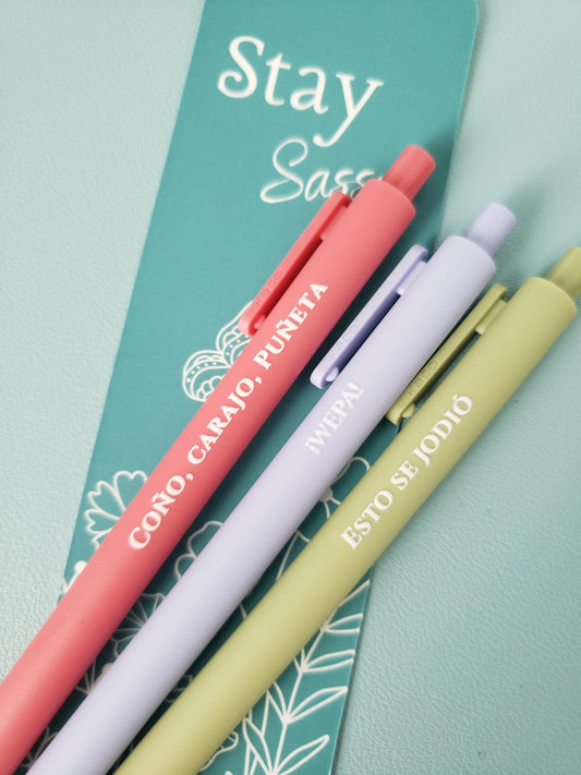 Puerto Rican Pen Set | ¡WEPA! Coño Carajo Puñeta | Funny Boricua Pens | Esto Se Jodió | Latinx Stationery Gift
