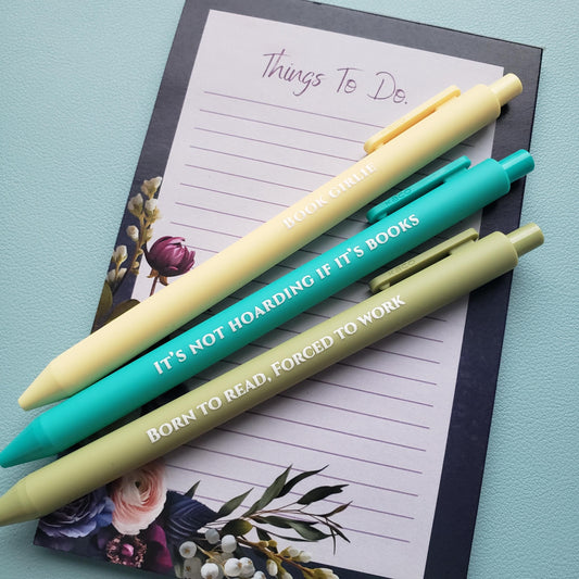Book Lovers Pen Set - Annotations Pens - Booktrovert Gift - Booktok Born To Read Forced To Work