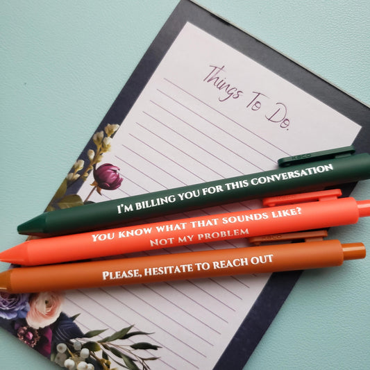Snarky Funny Pen Set for Adults | Snarky Sayings on Color Ink Pens | Gift for Coworkers I'm Billing You For This Conversation