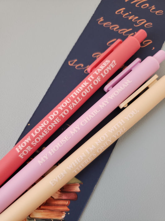 Wingleader Pen Set | Romantic & Emotional Quotes | Bookish Gift for Fantasy Romance Readers