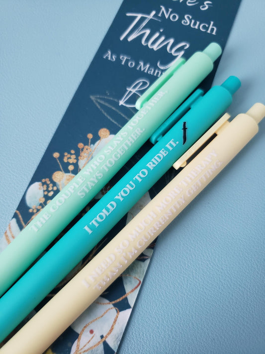 Dark Romance Book Quote Pens | Spicy Bookish Gifts | Couple That Slays Together Pen | Therapy Pen | Book Lover Gift