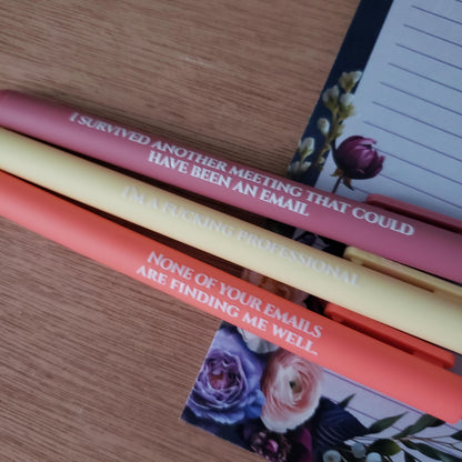 Cursing Pen Set | Funny Stationery Gift with Swear Words | Adult Pen Set | Coworker Gift None Of Your Emails Are Finding Me Well