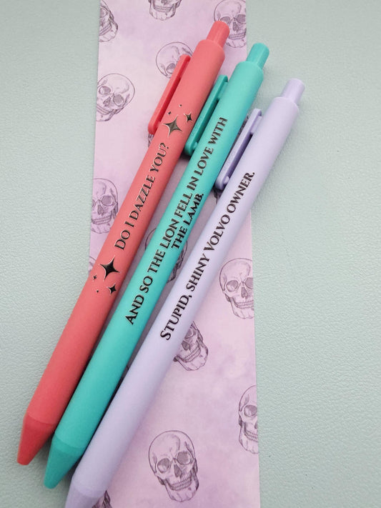 Fantasy Vampire Pen Set | “Do I Dazzle You?”, “Lion & Lamb” | Funny Bookish Gift, Vampire Romance Fans, Nostalgic Reader Pens