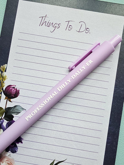 Snarky Pen Set – “Don’t Forget to Remember,” “Professional Dilly-Dally-er,” – Funny Office Pens, Gift for Coworker, Sarcastic Stationery