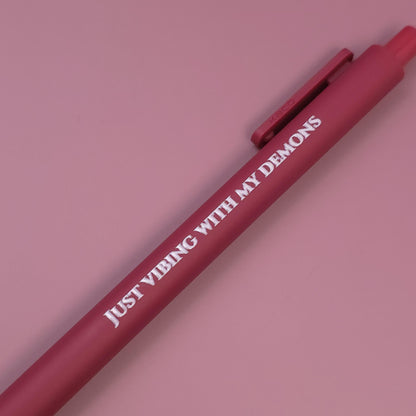 I Hate It Here Pen Set | Funny Sarcastic Pens | Demon Vibes Stationery Gift | Snarky Office Supplies | Mental Health Humor Pen Set