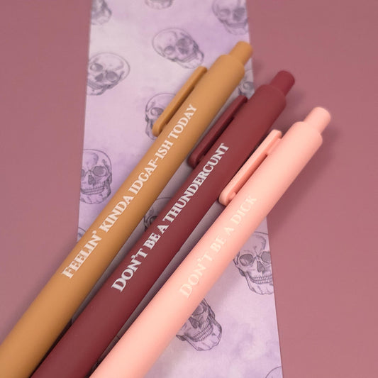Don't Be A... Pen Set | Funny Sweary Pen | Sarcastic Stationery Gift for Adults | IDGAF Vibes | NSFW Office Supplies | Nocturne Nook Pen Set