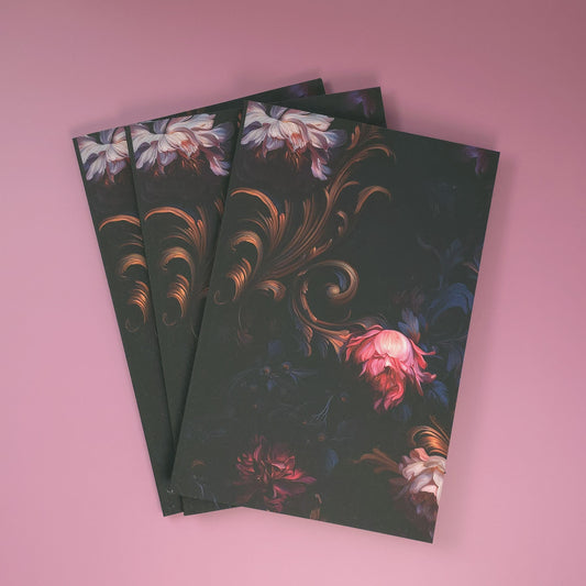 Dark Floral Notebook | 6x9” Lined Journal with Soft Touch Cover | Gothic Cottagecore & Dark Academia Aesthetic | 115 Pages