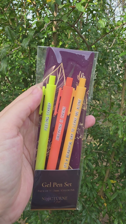 Snarky Pen Set | 3 Sarcastic Pens with Color Ink - Gift For Bestie Feeling Stabby