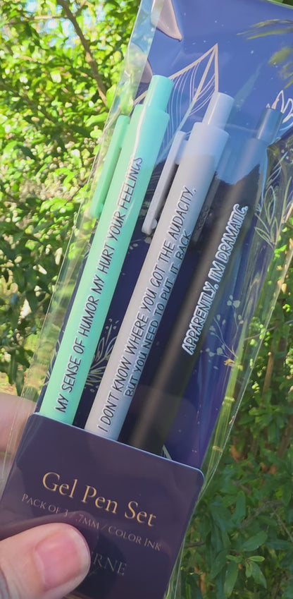 Snarky Adult Humor Pen Set | 3 Sarcastic Pens with Color Ink - Gift For Bestie Apparently I'm Dramatic