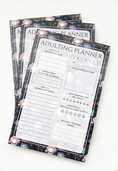 Adulting Planner Notepad - Skull Florals