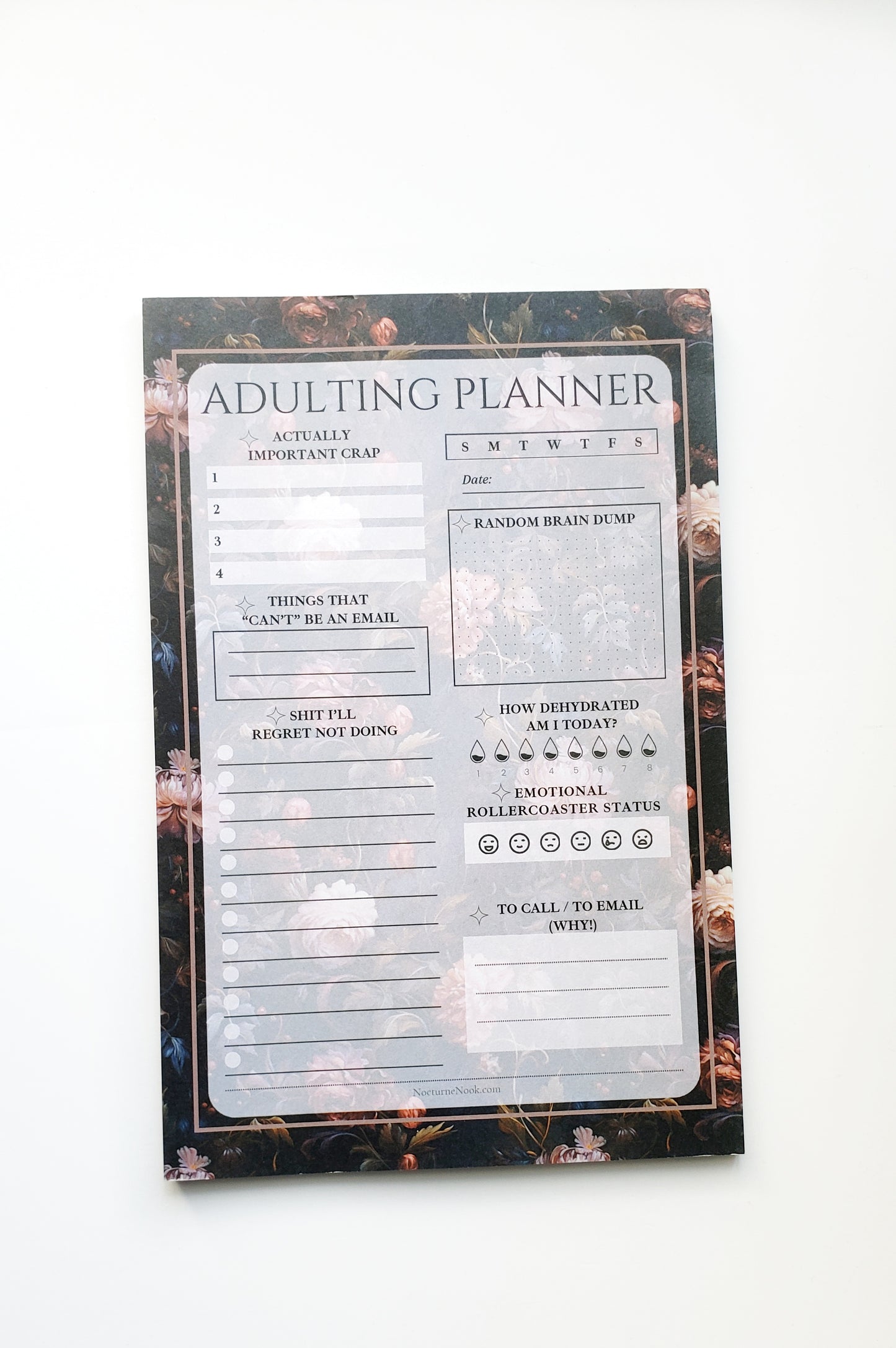 Adulting Planner Notepad - Dark Fall Florals