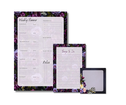 Dark Florals Stationery Set: Plan, Organize, and Conquer