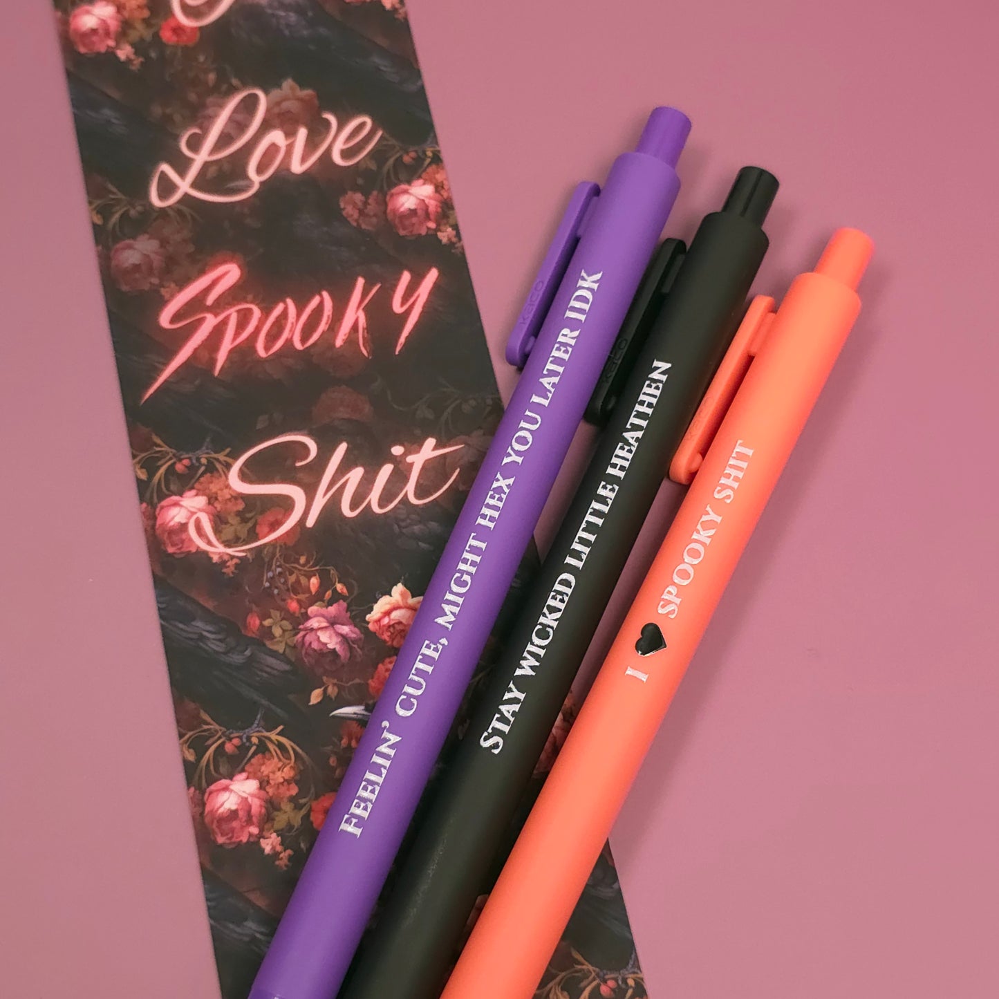 Halloween Gift Set For Her Spooky Notebook, Snarky Pen Set & Enamel Pin | Halloween Stationery Gift for  Spooky Besties
