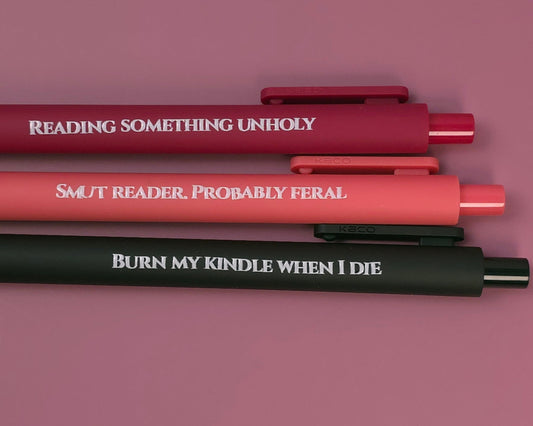 Reading Something Unholy Pen Set – Smut Reader Gift with Bookmark Insert | Optional Matching Notebook