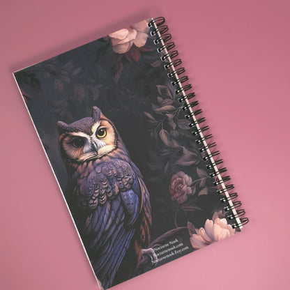 Owl Floral Notebook – Lined Soft Cover | 5.5" x 8.5" | 80 Sheets | Metal O-Ring Bound
