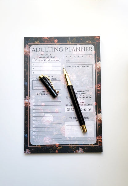 Adulting Planner Notepad - Dark Fall Florals