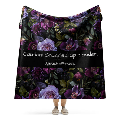 Caution: Snuggled Up Reader Sherpa blanket - Gift for Reader